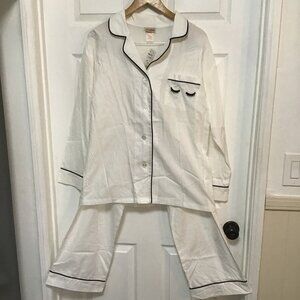 BedHead PJs - White with Black - 2 piece - long sleeve - Size L - NEW